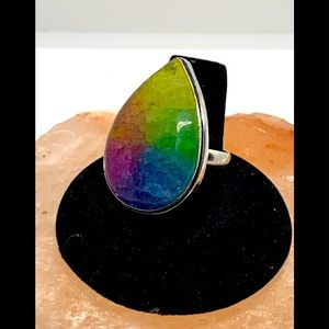 Agate Geode slice ring size 8